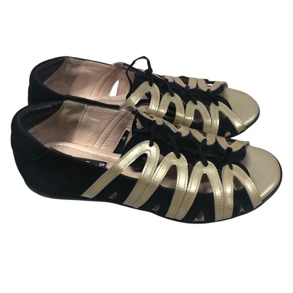 Beautifeel gold/black suede open toe shoes size 38 - Picture 3 of 6